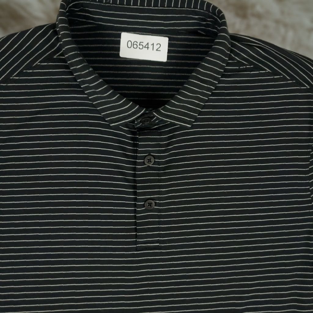 Lululemon Lululemon Polo Shirt Mens Medium Black Gray Striped Active Golf Short Sleeve Size US M / EU 48-50 / 2 - 1 Thumbnail