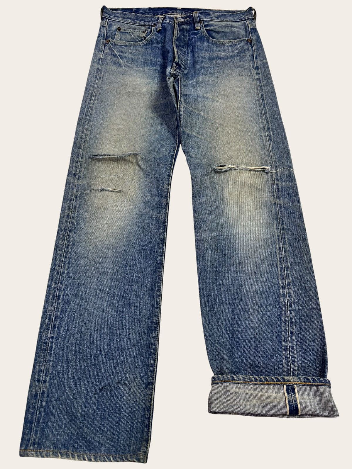 Denime 80s Japan Denime Selvedge Distress Jeans Size US 31 - 1 Thumbnail
