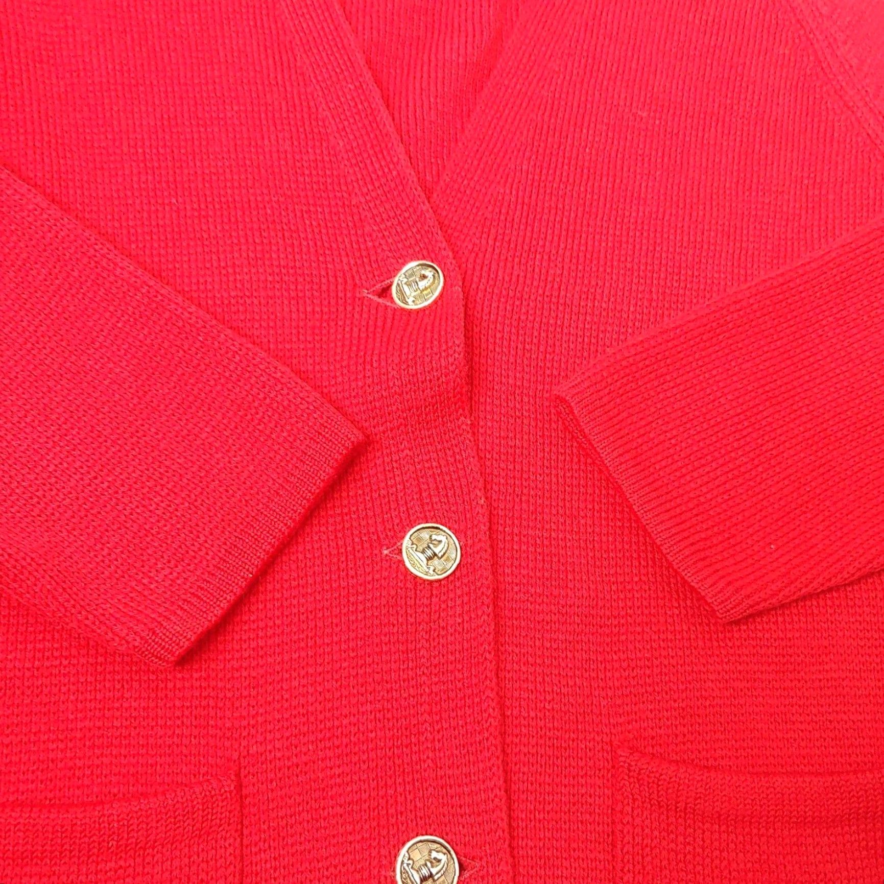 Vintage VINTAGE LeRoy Knitwear Cardigan Sweater S Red Virgin Wool Cardigan V Neck Button Women Winter Fall Spring Grannycore Size S / US 4 / IT 40 - 6 Thumbnail