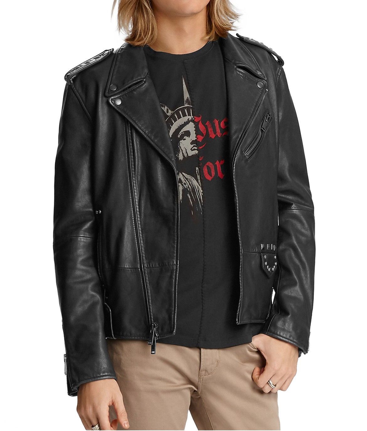 John Varvatos Misfits studded leather biker jacket size medium Size US M / EU 48-50 / 2 - 3 Thumbnail