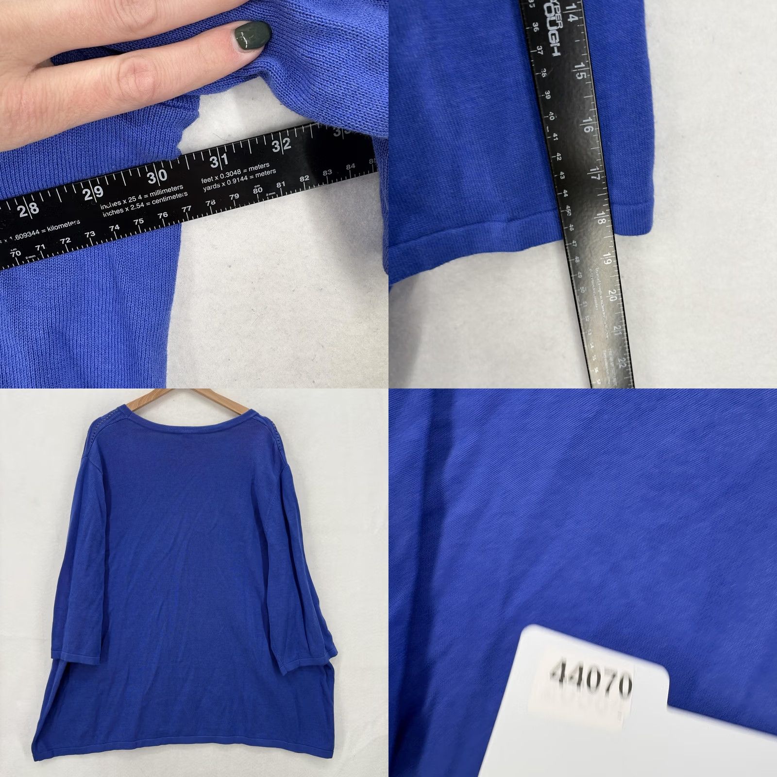 Vintage Catherine's Sweater Womens 4X 30/32W Blue Button Front Cardigan Plus Size V Neck Shirt Womens 4X Blue Cardigan Size XXL / US 16-18 / IT 52-54 - 8 Thumbnail