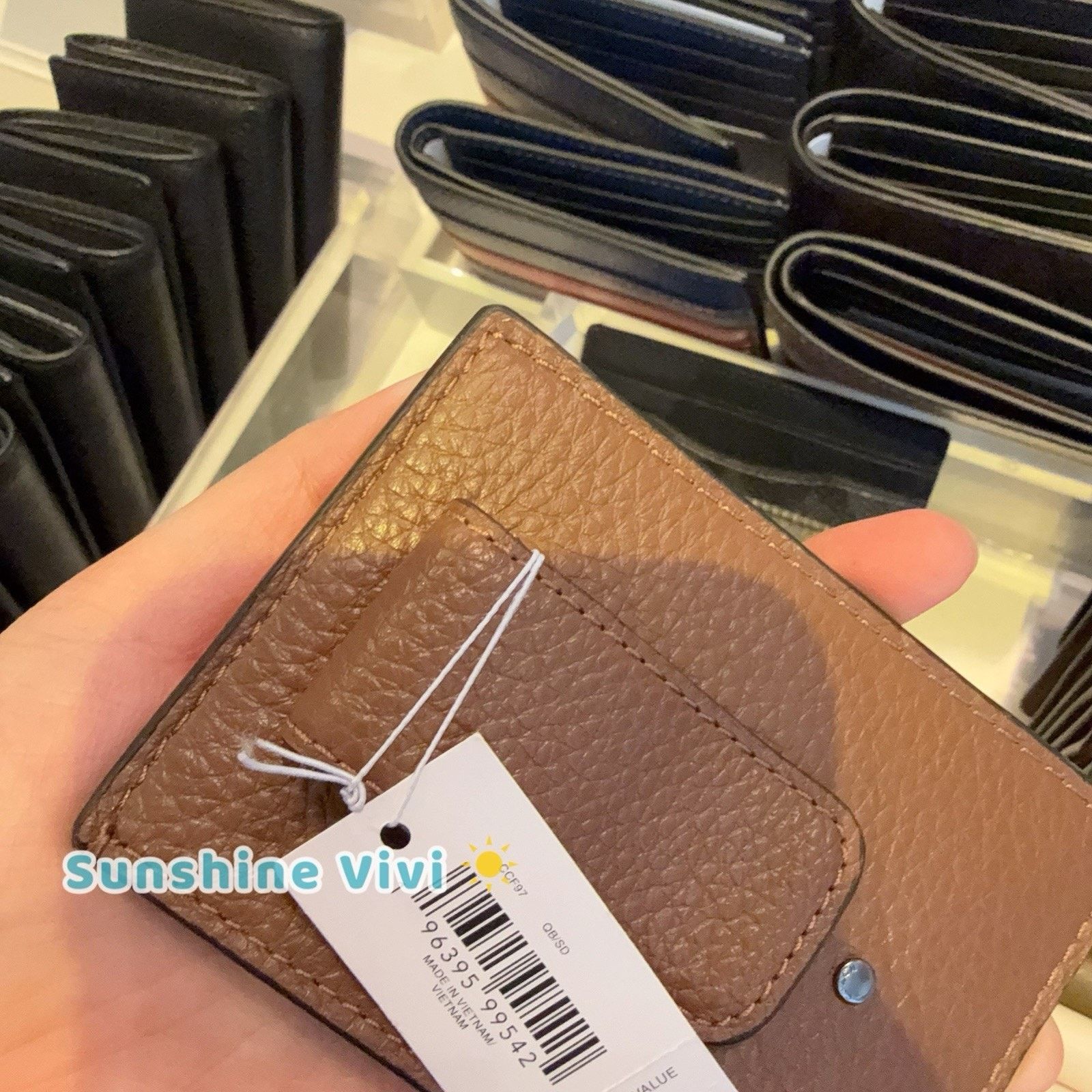 Coach NWT Coach Card Case Money Clip Leather CCF97 Gunmetal/Saddle Size ONE SIZE - 5 Thumbnail