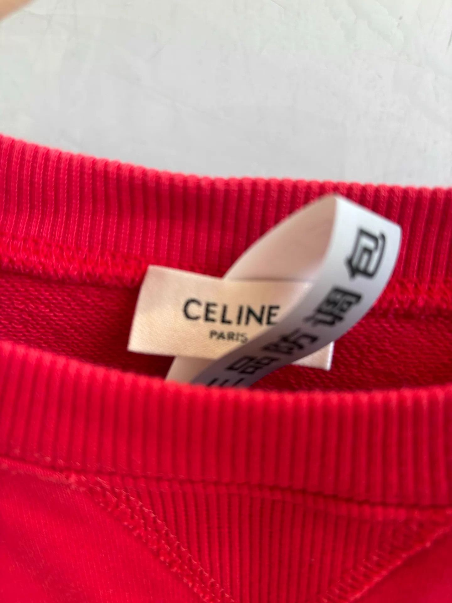 Celine Celine Berry Red Triomphe Big Logo Sweat M Deadstock Size M / US 6-8 / IT 42-44 - 2 Thumbnail
