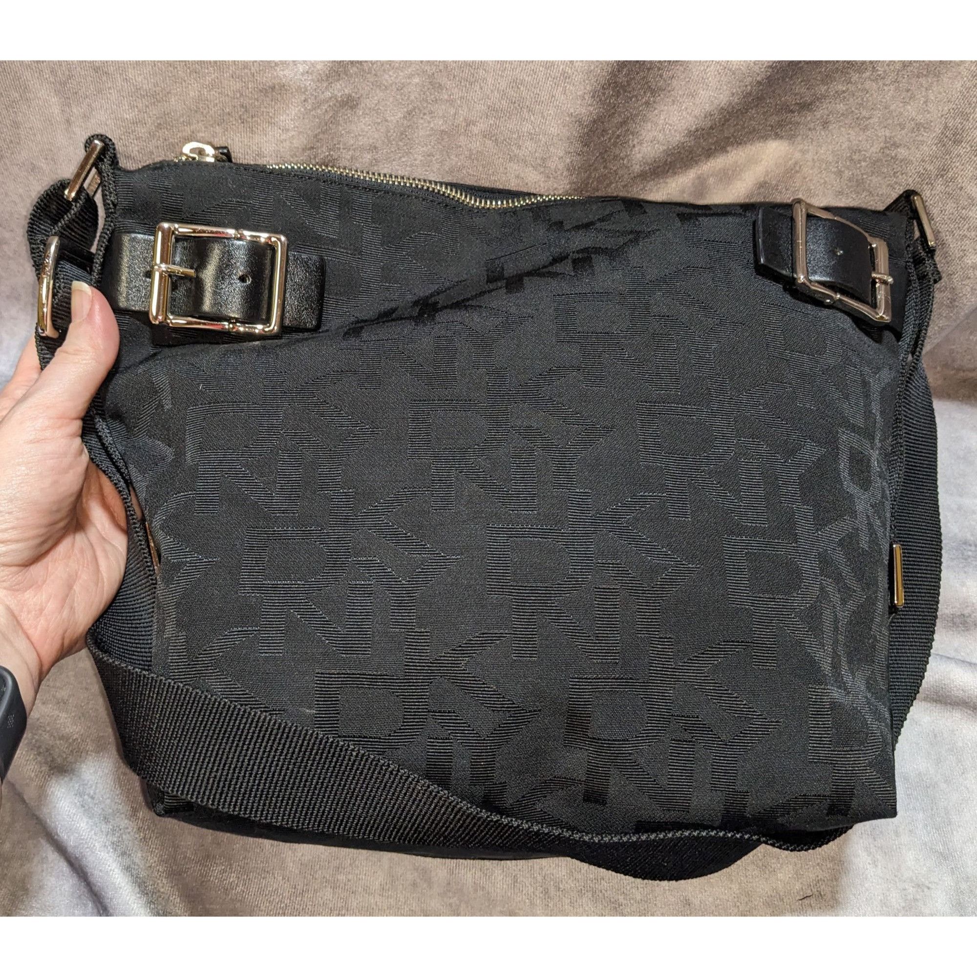 DKNY DKNY Black Canvas Crossbody Bag With Buckle Accents & Zip Cl Size ONE SIZE - 5 Thumbnail