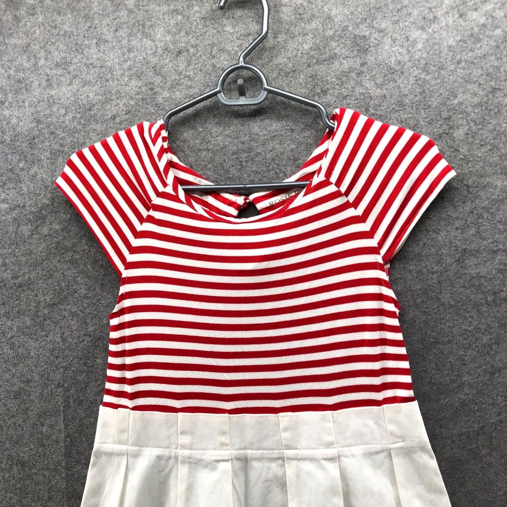 Nautica VINTAGE Rosie Pope Maternity Dress XS Striped Mixed Media Pleated Red White Nautical Size XS / US 0-2 / IT 36-38 - 3 Thumbnail