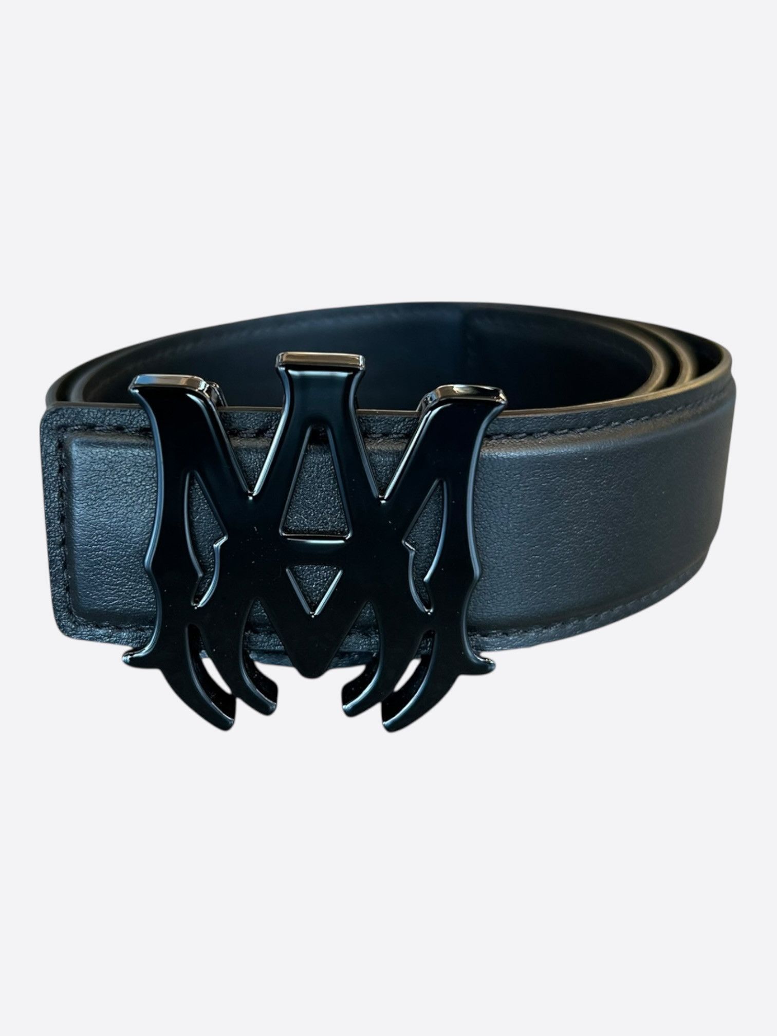 Amiri Amiri Black MA Logo Leather Belt Size 28 - 1 Thumbnail