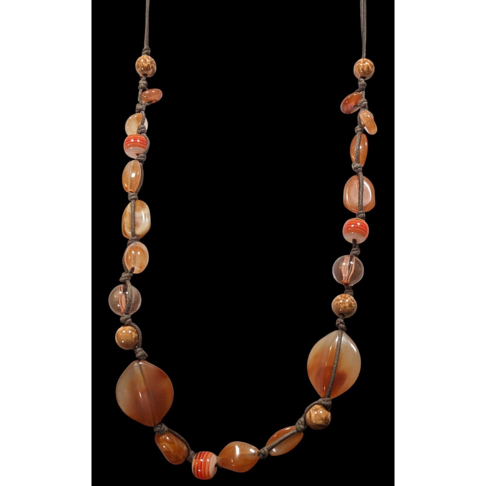 Other Vintage Retro Orange And Brown Acrylic And Glass Necklace Size ONE SIZE - 2 Thumbnail