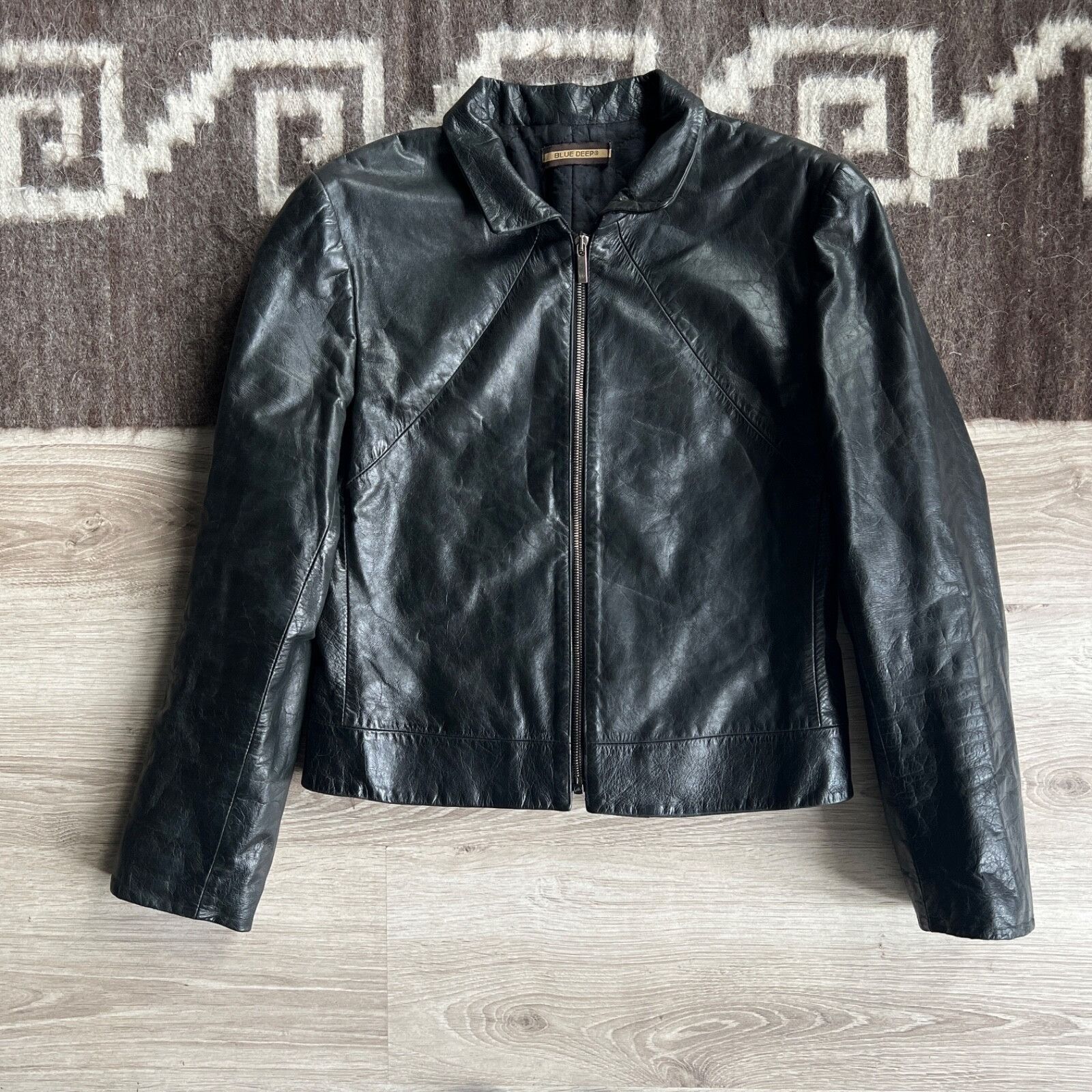 Vintage Blue Deep Y2K Vintage Real Leather Jacket 8717AC Size M / US 6-8 / IT 42-44 - 3 Thumbnail