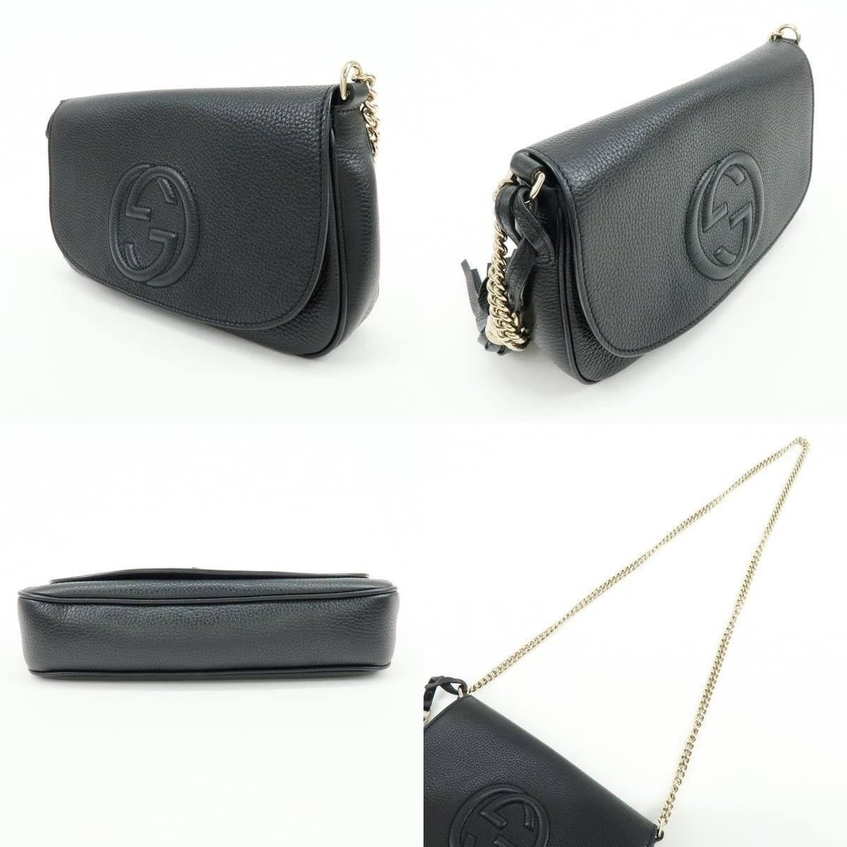 Gucci Gucci Soho Chain Crossbody Bag Leather Black Size ONE SIZE - 3 Thumbnail
