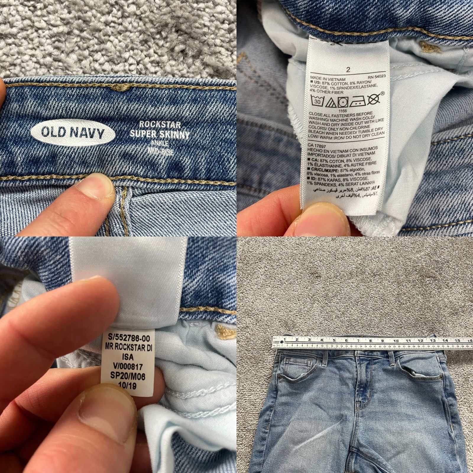 Old Navy VINTAGE Old Navy Rockstar Super Skinny Denim Jeans Womens Size 2 Blue Mid Rise Raw Hem 27x27 Size 26" / US 2 / IT 38 - 8 Thumbnail
