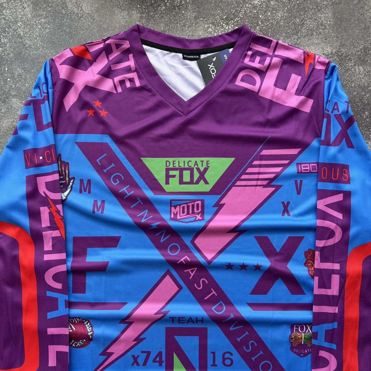 Japanese Brand Delicate Fox Y2K Hype Moto Racing Long Sleeve Jersey Size US XL / EU 56 / 4 - 3 Thumbnail
