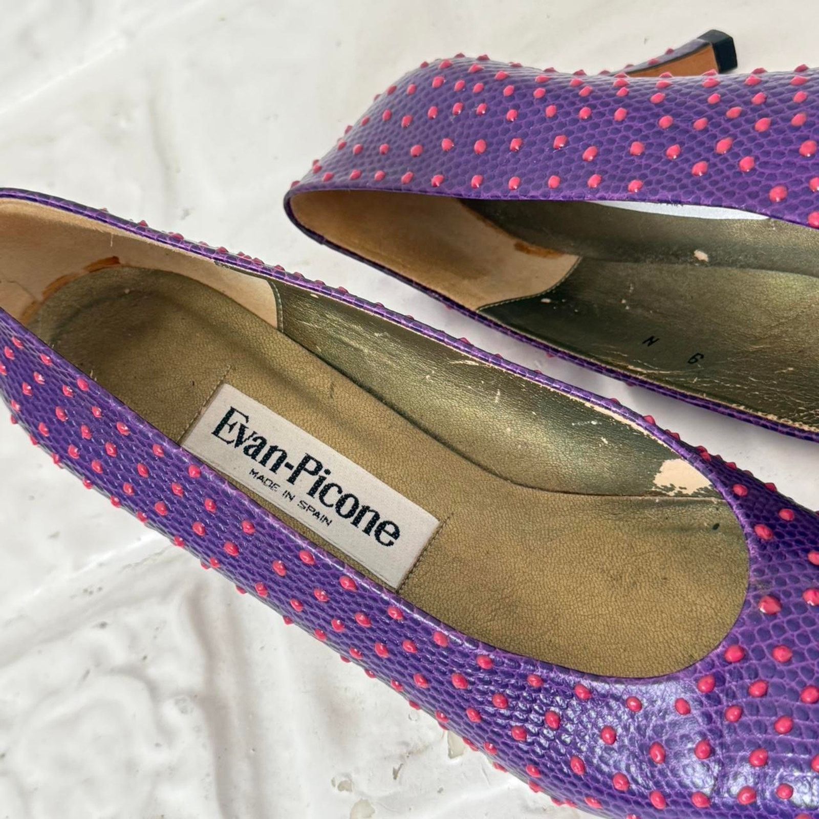 Evan Picone ✧ neon polka dot kitten heels ⋆ vintage evan picone ✧ ⋆ Size US 8.5 / IT 38.5 - 5 Thumbnail