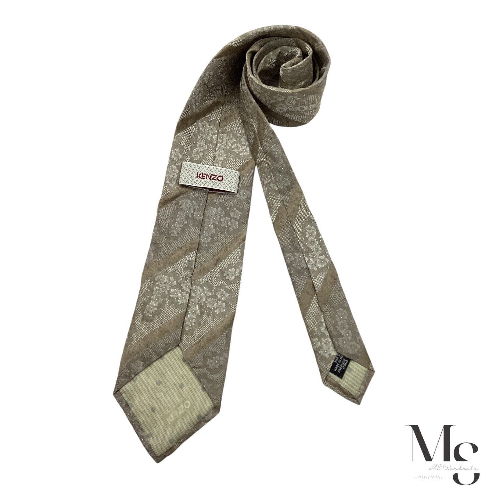 Kenzo KENZO Brown Folral Striped Luxury Silk Tie Made In Italy W: Size ONE SIZE - 2 Thumbnail