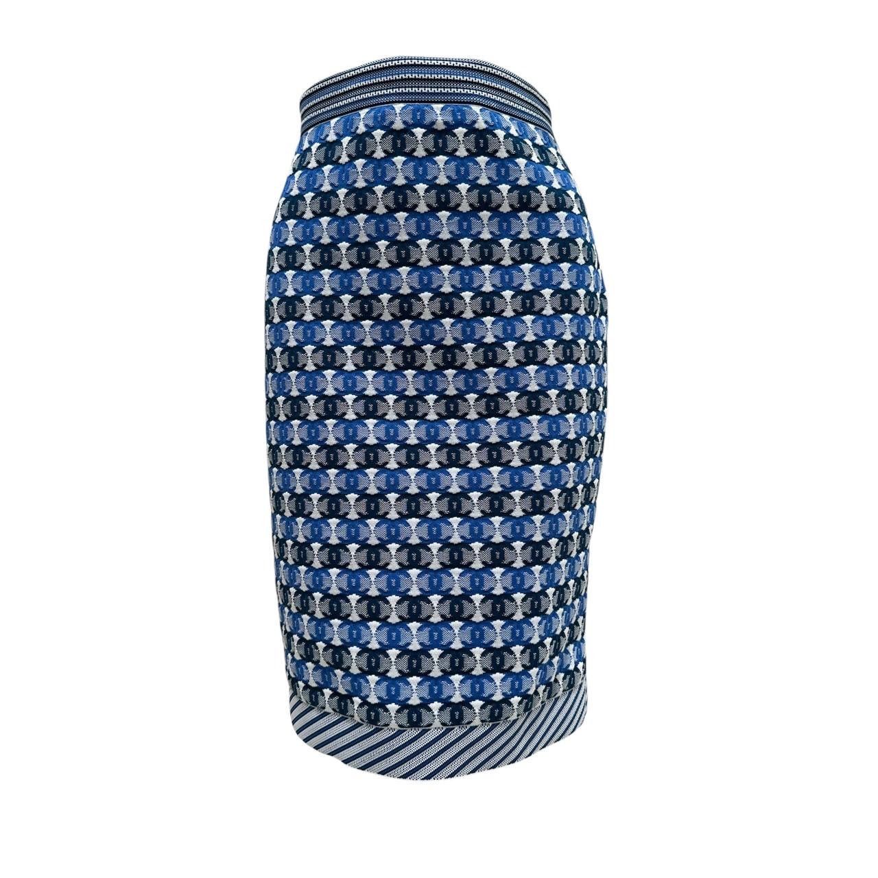 Chanel Chanel 2019 Pre-Spring Blue & White CC Logo Knee Skirt Sz 40 Size 28" / US 6 / IT 42 - 1 Thumbnail