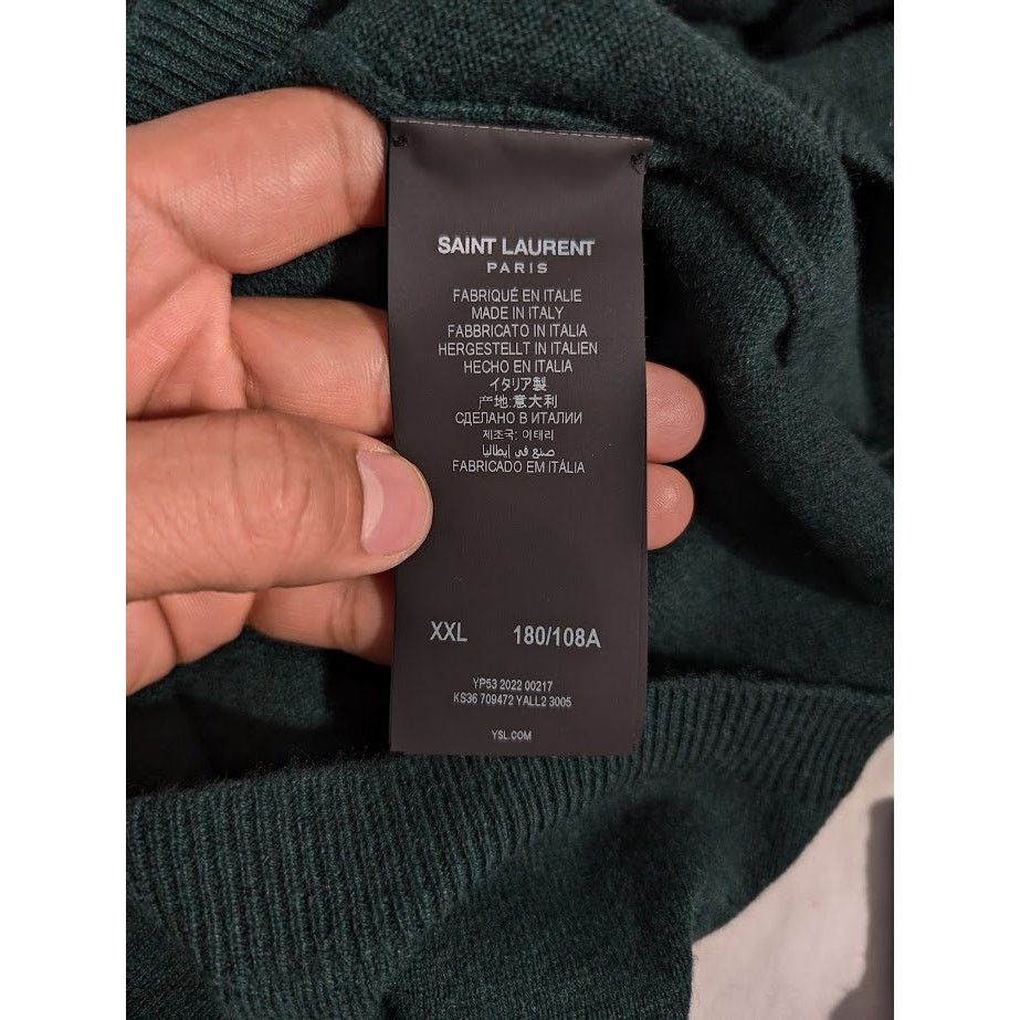 Saint Laurent Paris o1rshd1 Sweater Cachemire in Vert Fonce Size US XXL / EU 58 / 5 - 13 Thumbnail
