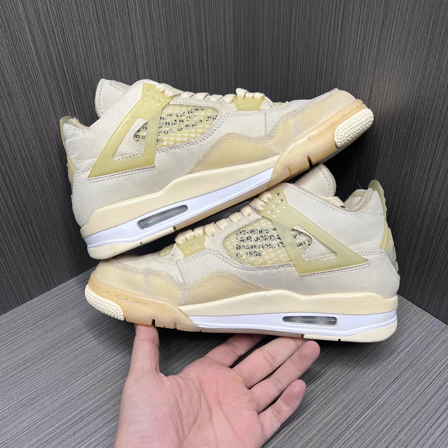 Jordan Brand OFF-WHITE × Jordan Air Jordan 4 Sail Sneakers K15 Size US 6 / EU 39 - 4 Thumbnail
