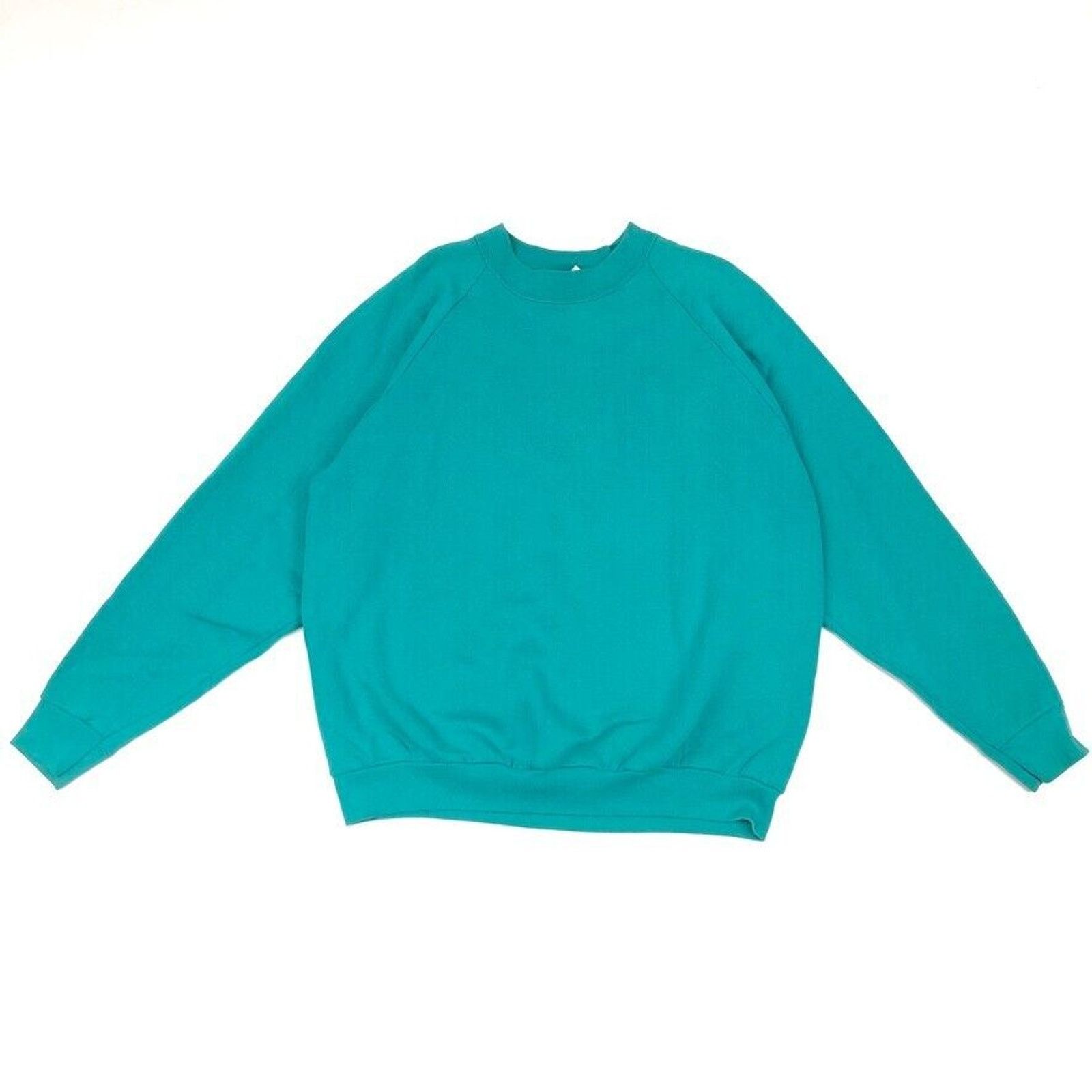 Fruit Of The Loom × Vintage Vintage 90s Fruit Of The Loom Teal Green Crewneck Sweater Size US XXL / EU 58 / 5 - 1 Thumbnail