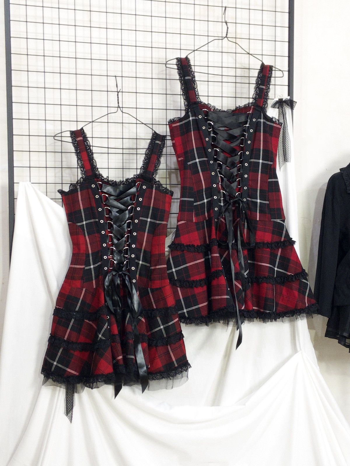 Vintage Hell Bunny tartan corset mini dress with lace alt goth punk Size XL / US 12-14 / IT 48-50 - 1 Thumbnail