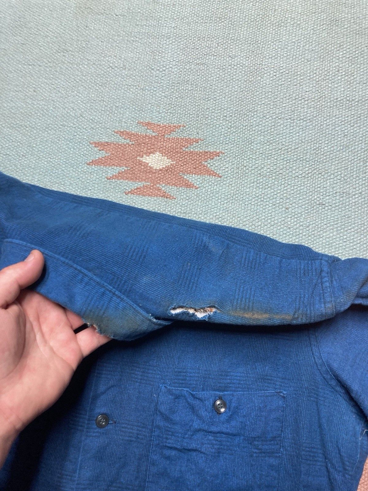 Vintage VTG 60s flannel shirt shadow plaid print brushed cotton S Size US S / EU 44-46 / 1 - 5 Thumbnail