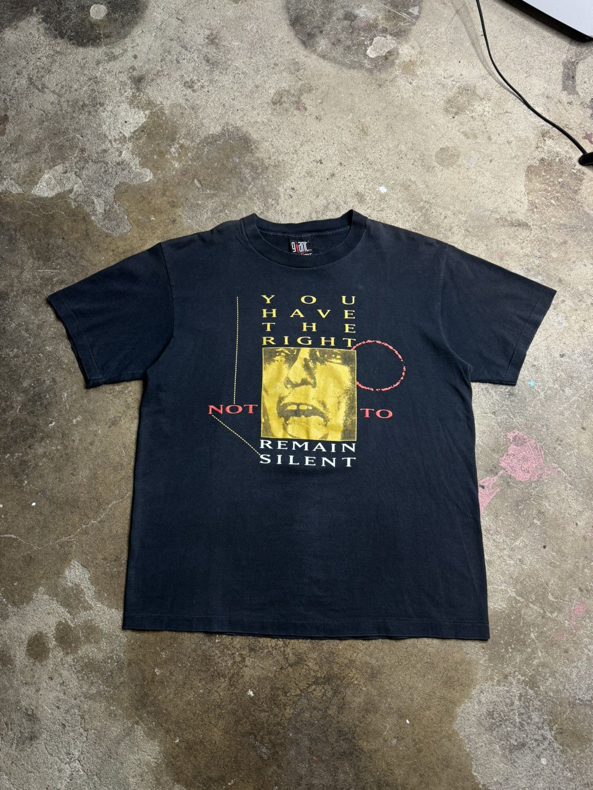 image of Destroy Lonely x Number N Ine 90's You Have The Right To Not Remain Silent Shirt in Black (Size XL)