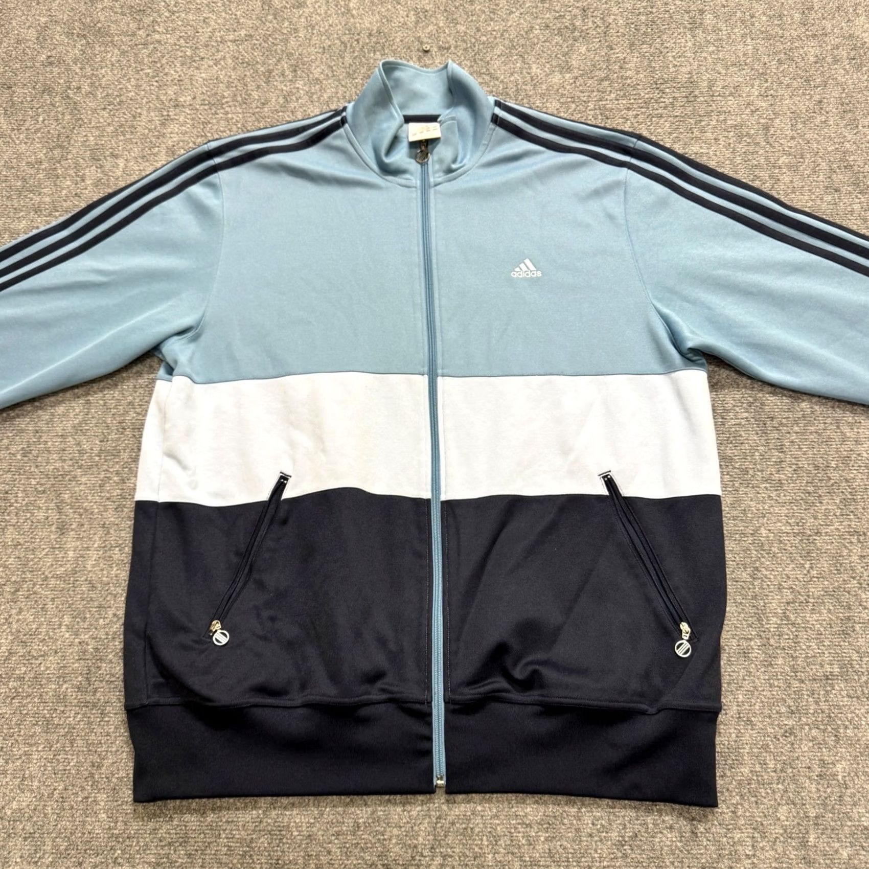 Adidas VTG Adidas Jacket Men 2XL Track Full-zip 3 Stripes Blue Black Sportswear Y2K Size US XXL / EU 58 / 5 - 5 Thumbnail