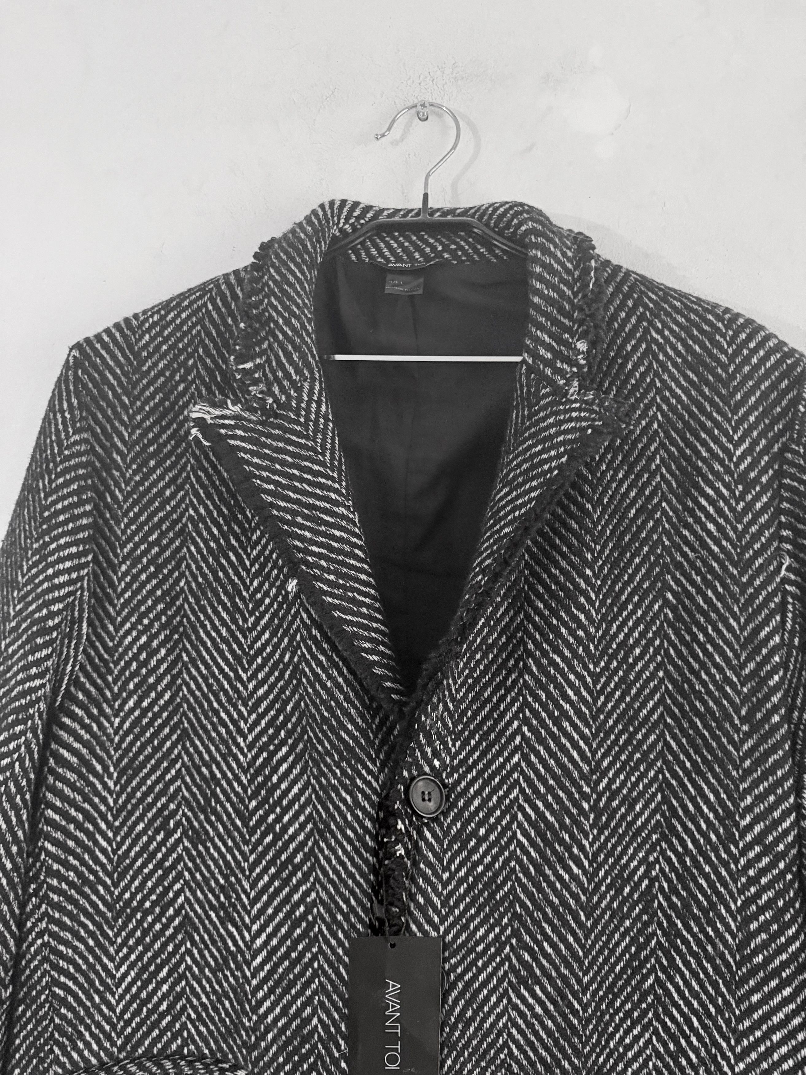 Avant Toi Distressed Herringbone Virgin Wool Coat Size US L / EU 52-54 / 3 - 10 Thumbnail