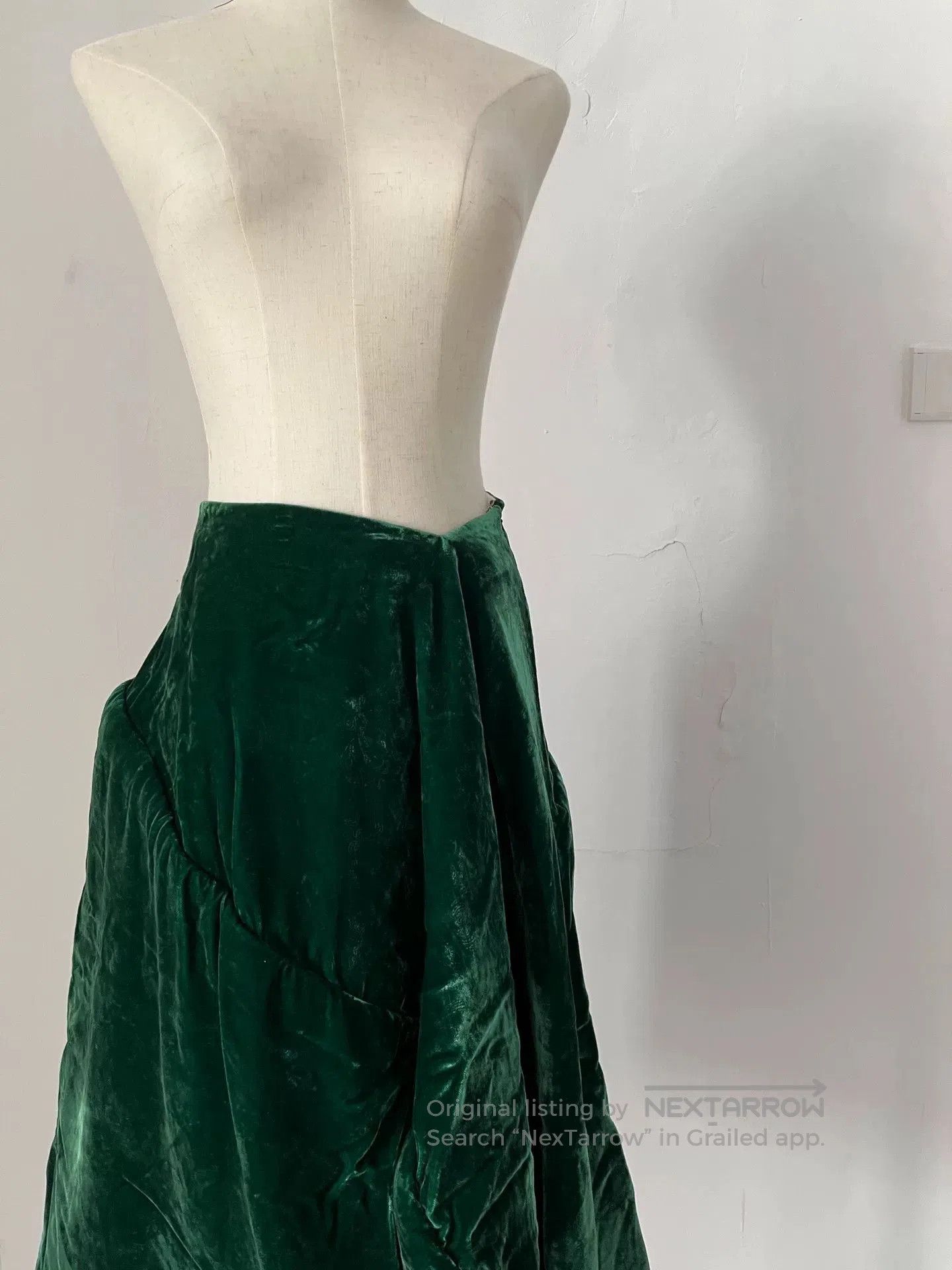 Rei Kawakubo Comme des Garcons 1996FW Green Velvet Skirt. Size 28" / US 6 / IT 42 - 5 Thumbnail