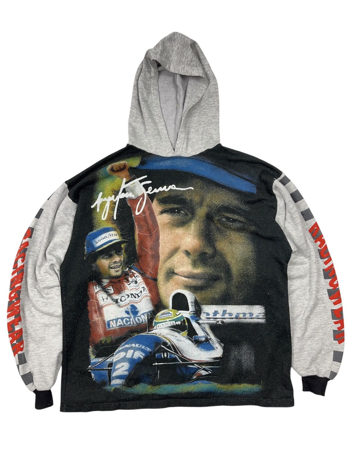 Formula 1 × Vintage Vintage Ayrton Senna All Over Print Hoodie Racing F1 Honda Size US M / EU 48-50 / 2 - 1 Thumbnail