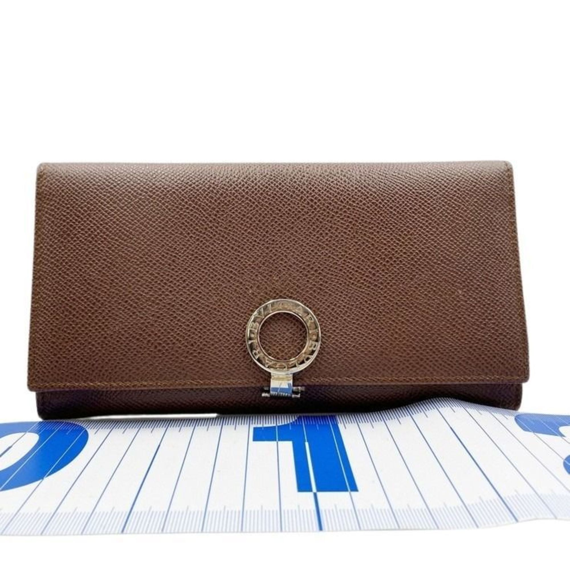 Bvlgari BVLGARI Bulgari 282526 Brown Leather Bi-fold Long Wallet with Clip for Men and Women Size ONE SIZE - 1 Thumbnail