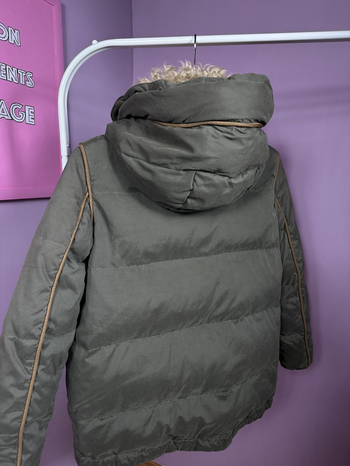 The Kooples The Kooples Down Jacket Puffer Parka Shearling Fur Khaki Size S / US 4 / IT 40 - 21 Thumbnail