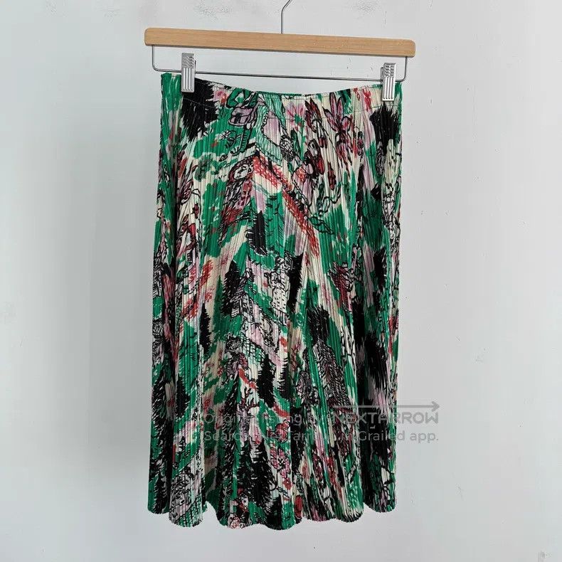 Issey Miyake Issey Miyake size:5 Green Midi Skirt Size 22" - 2 Thumbnail