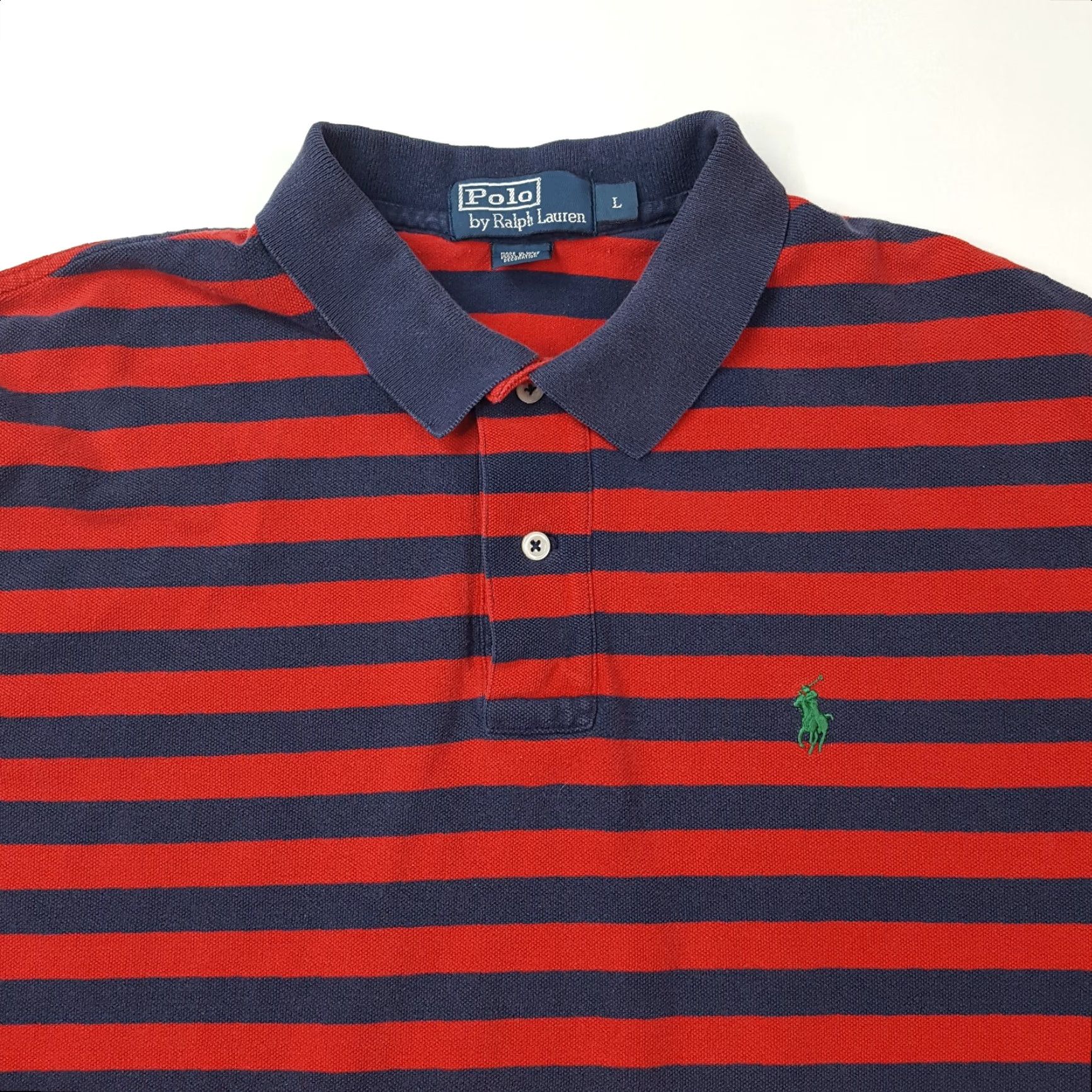 Ralph Lauren VINTAGE Polo Ralph Lauren Mens L Striped Skate Punk Surf Retro Collar Polo Shirt Size US L / EU 52-54 / 3 - 2 Thumbnail