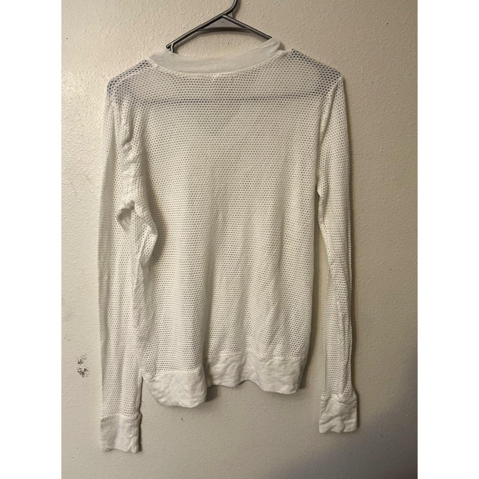 Vintage V Neck Long Sleeve Open Knit XS Towel athleisure beach boho Sheer CHICHI Active White Women Pullover Knit Shirt Size XS / US 0-2 / IT 36-38 - 2 Thumbnail