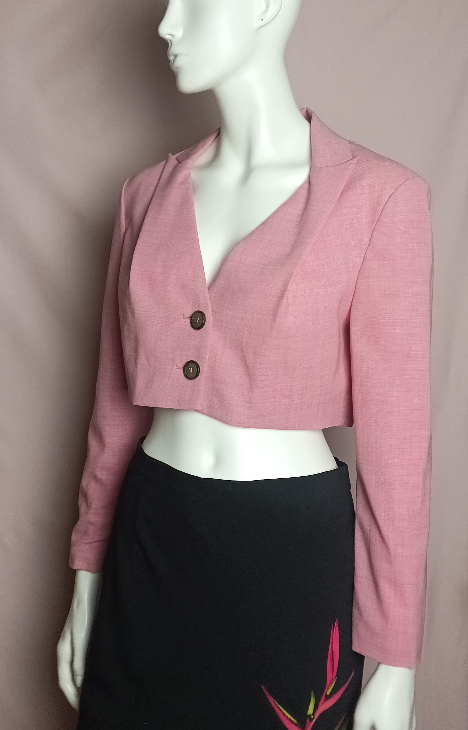 Other Talbot Runhof Two-Button Cropped Jacket Pink EU 38 Size M / US 6-8 / IT 42-44 - 2 Thumbnail
