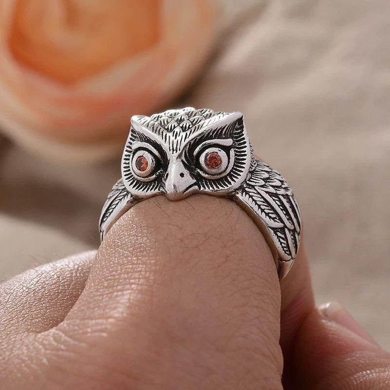 Jewelry Vintage Owl Bird Ring Size ONE SIZE - 6 Thumbnail