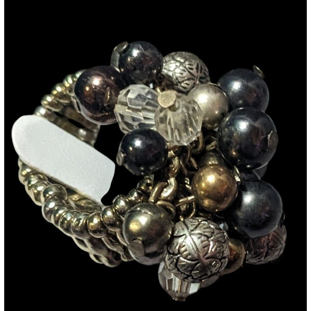 Other Chunky Metallic Beaded Cluster Stretch Ring Size 8 Size ONE SIZE - 2 Thumbnail