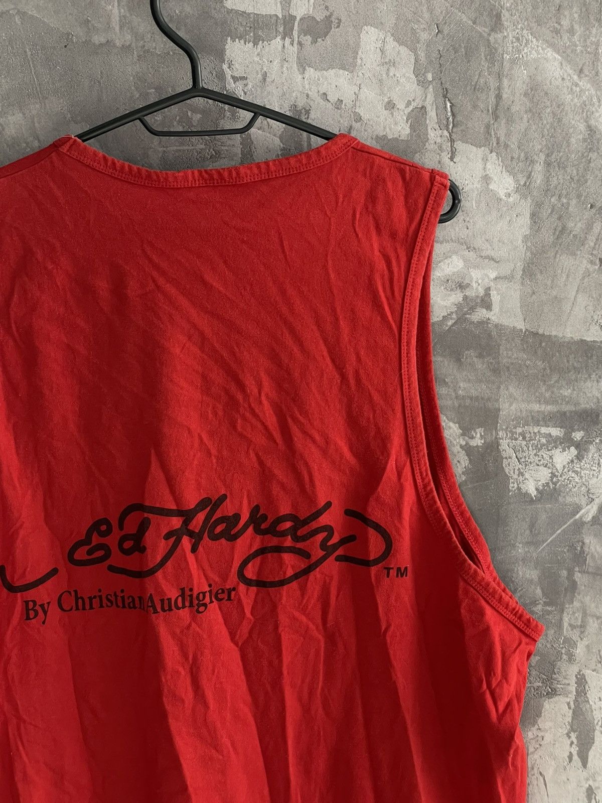 Ed Hardy Vintage Ed Hardy Red Tank Top Y2K 00s Punk Grunge Hype Size US XXL / EU 58 / 5 - 9 Thumbnail