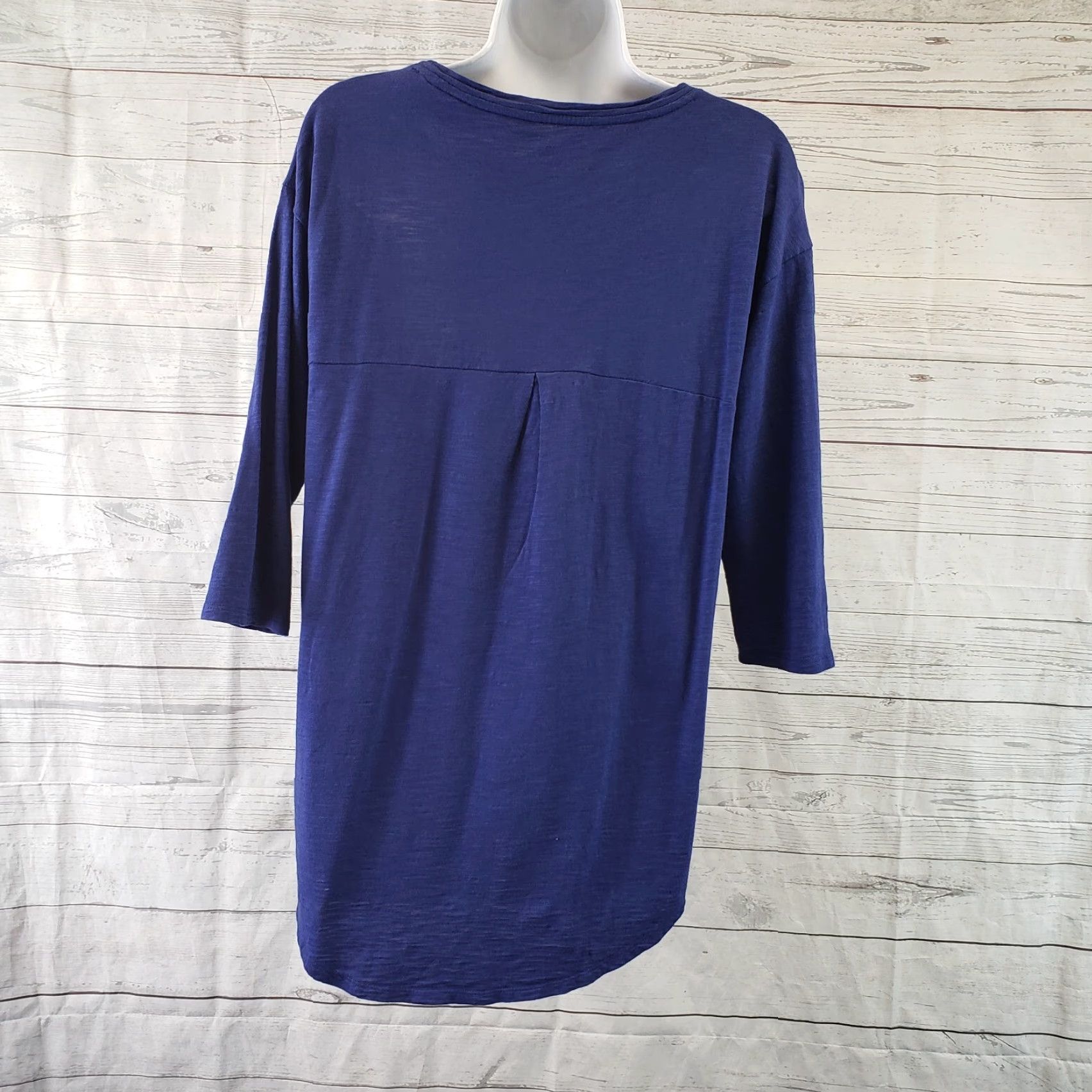Vintage Chico's Women's Ultimate Tee Shirt Small Solid Blue 3/4 Sleeve Cotton Blend Size S / US 4 / IT 40 - 4 Thumbnail