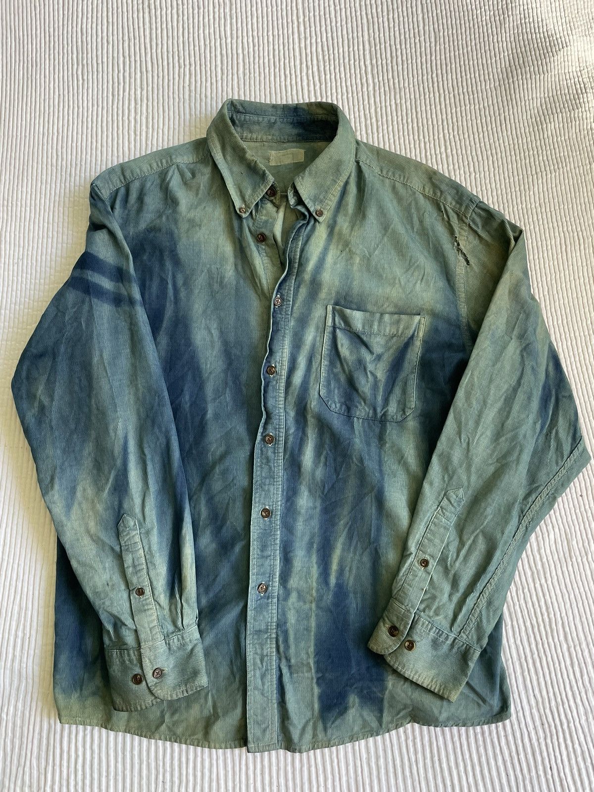 Indigo Indigo Dirty Dye Sun Faded Corduroy Shirt Size US L / EU 52-54 / 3 - 1 Thumbnail