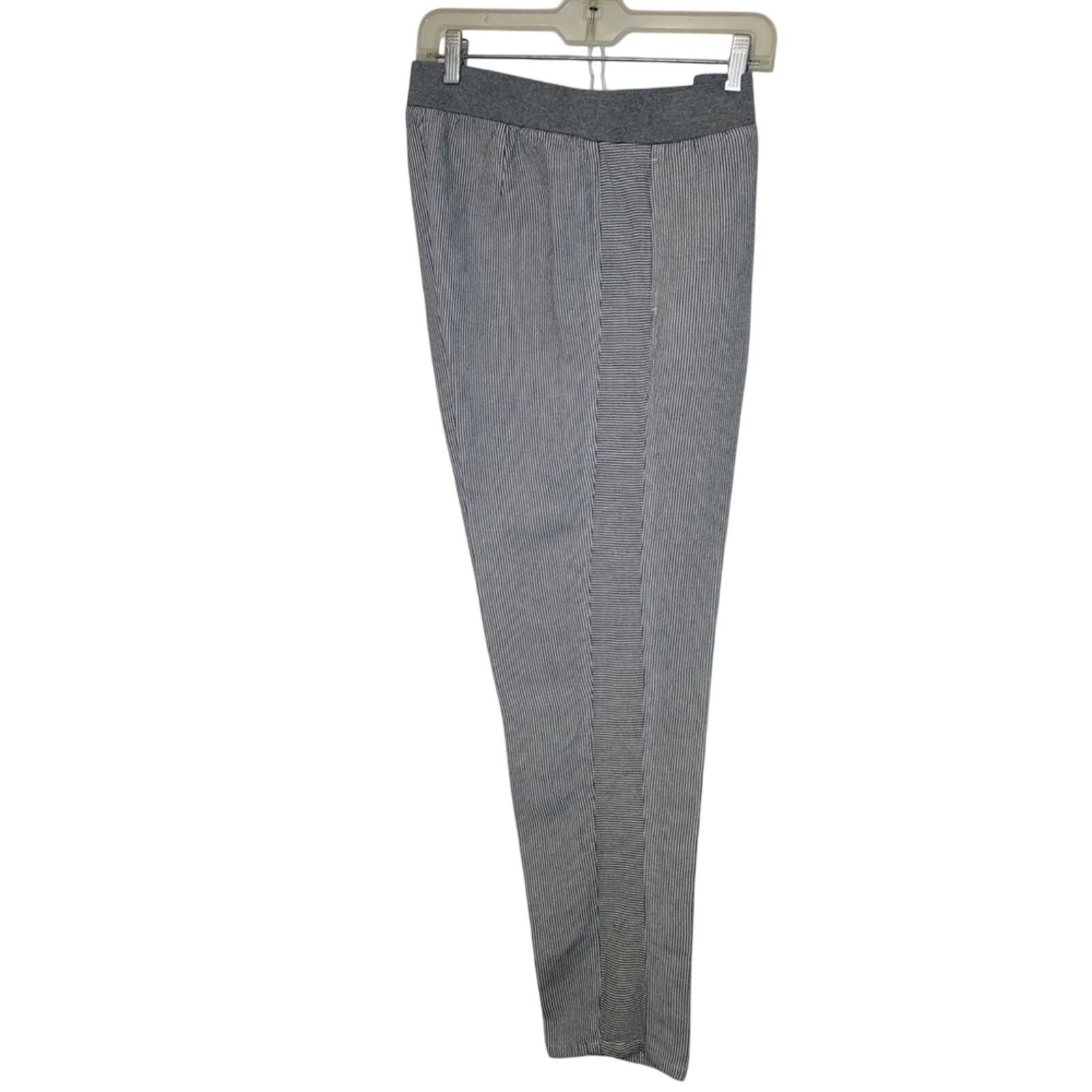 J. Jill J. Jill Linen Blend Gray White Pinstripe Straight Leg Pants Size 27" / US 4 / IT 40 - 3 Thumbnail