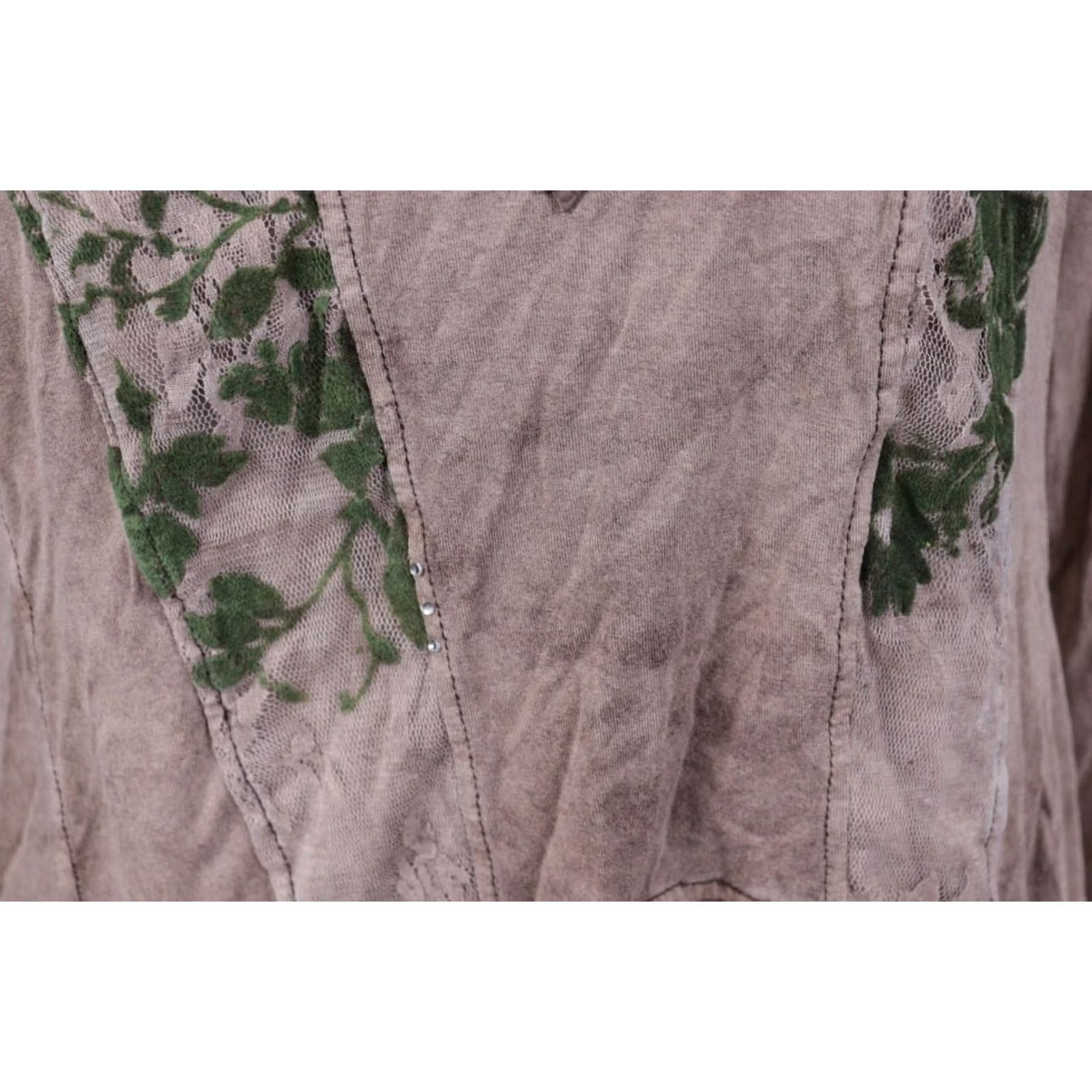 Vintage Elisa Cavaletti Blu Sono Italiano Brown Lagenlook Long Sleeve Tunic Shirt XXL Brown, White Embroidered Tunic Shirt Size XXL / US 16-18 / IT 52-54 - 5 Thumbnail