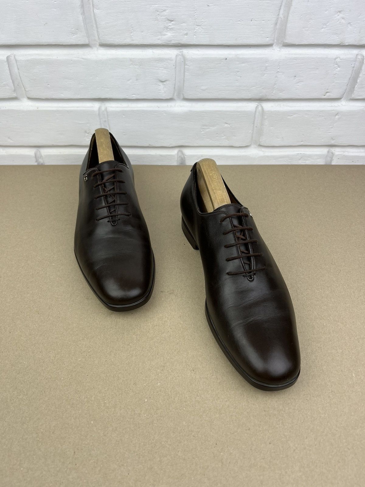 Gucci GUCCI Oxfords Leather Shoes Lace Up GG Metal Logo Brown Mens Size US 8.5 / EU 41-42 - 5 Thumbnail