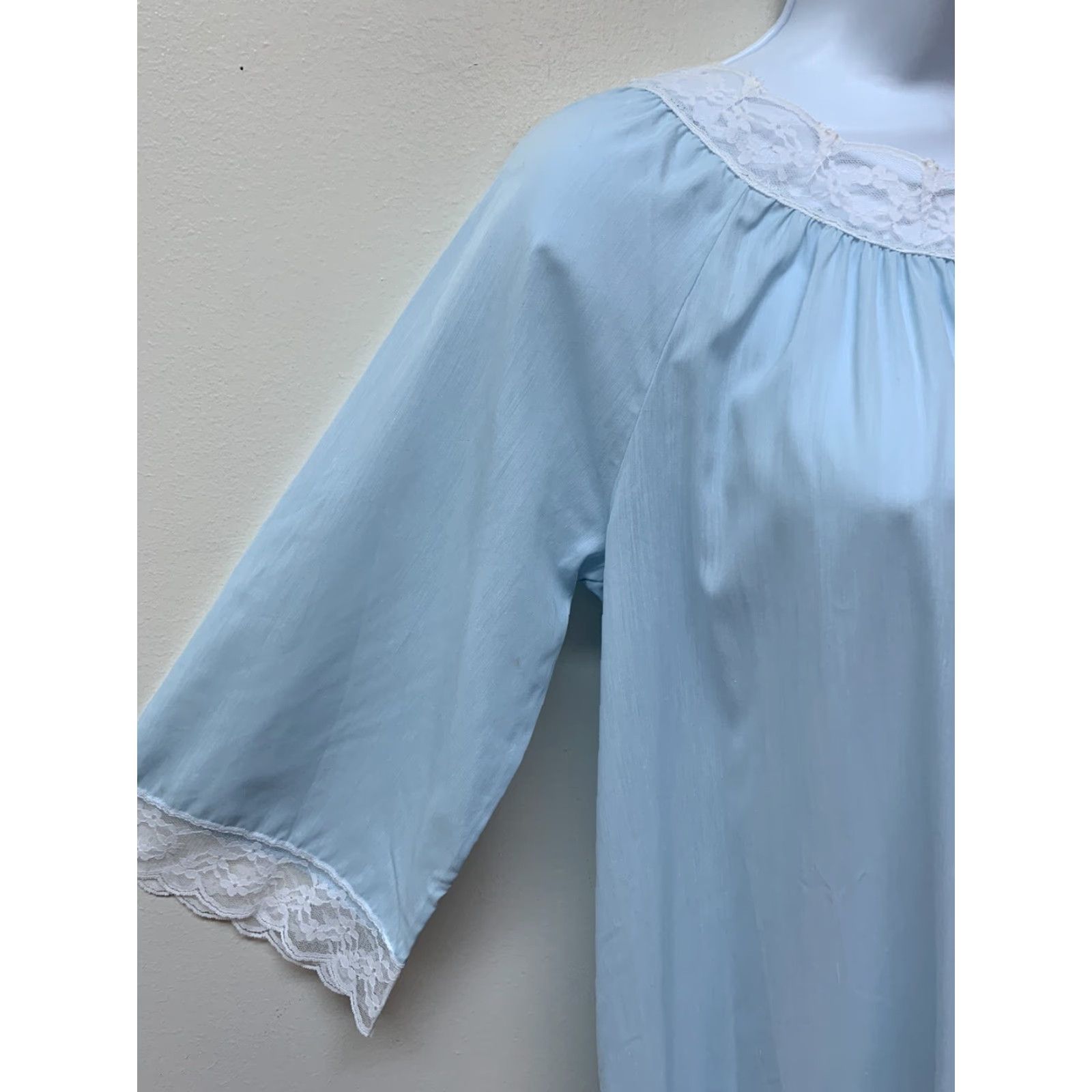 Vintage VINTAGE Najla New York Long Blue Summer Cotton Blend Lace Nightgown S USA NOS Size ONE SIZE - 4 Thumbnail