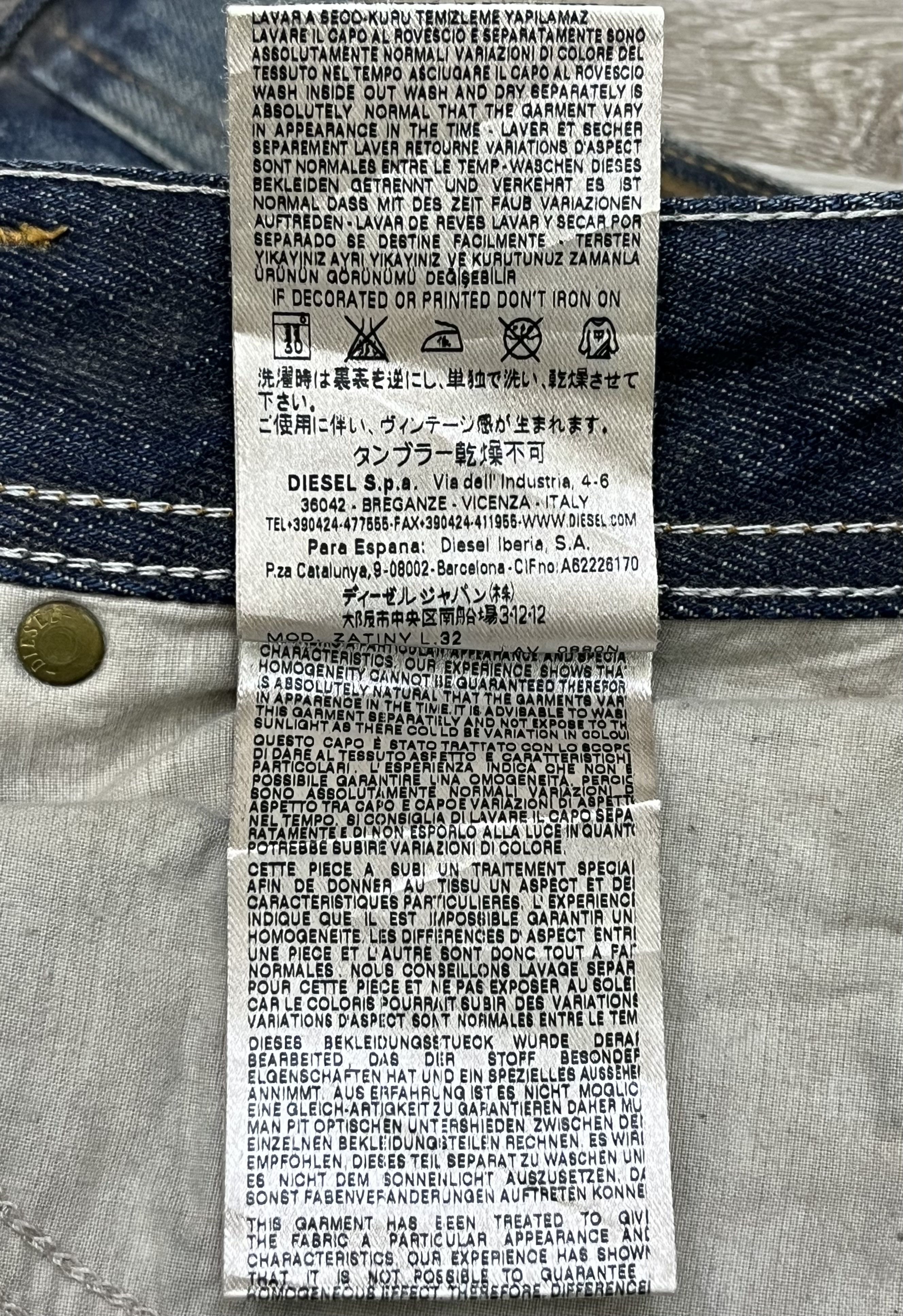 Diesel RARE🔥Vintage DIESEL ZATINY Mud Wash Regular Bootcut Flare💥 Size US 29 - 18 Thumbnail