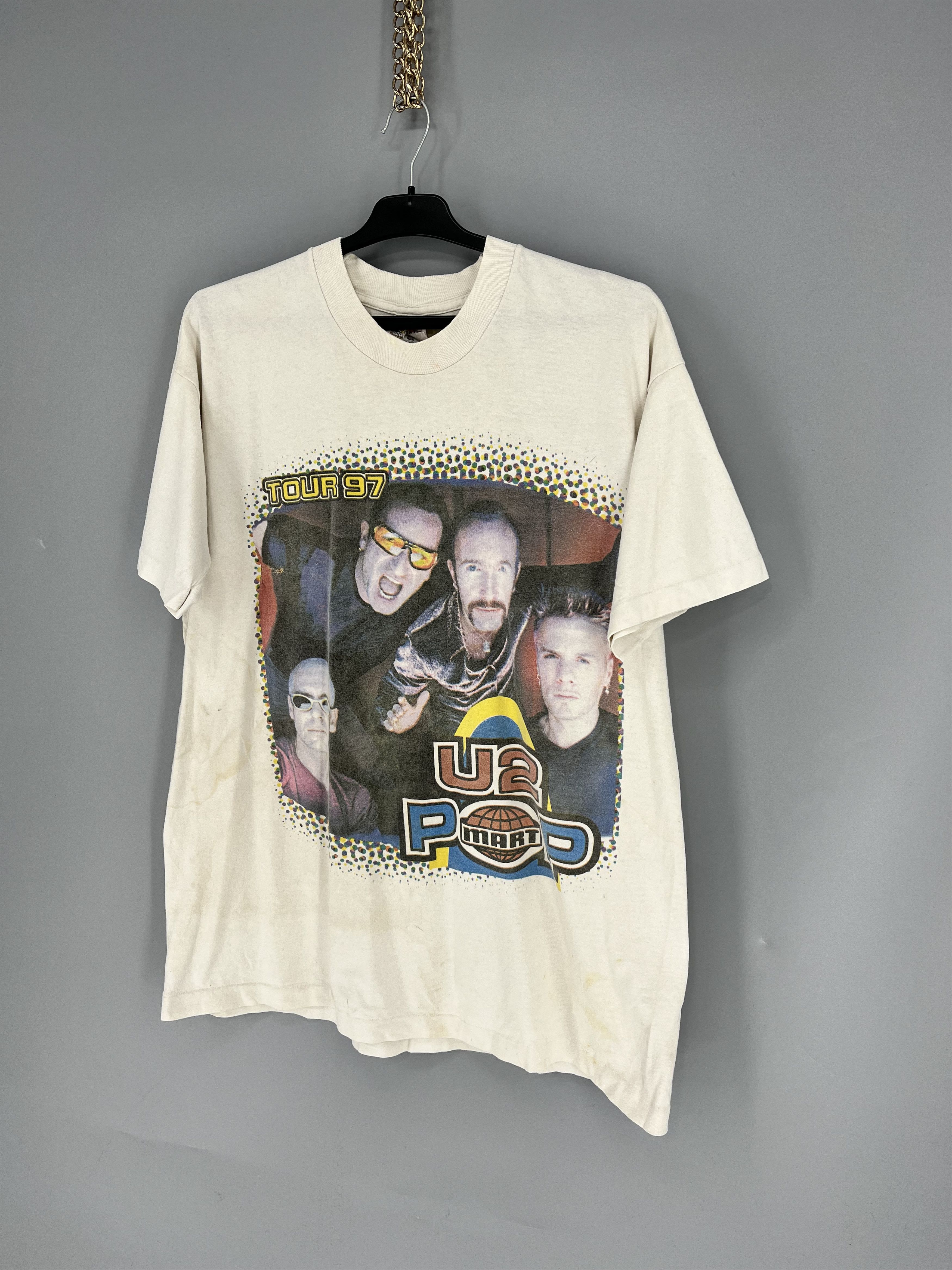 Band Tees Vintage U2 Pop Mart Concert Shirt Rock Band White Cotton 90s Size US XL / EU 56 / 4 - 3 Thumbnail