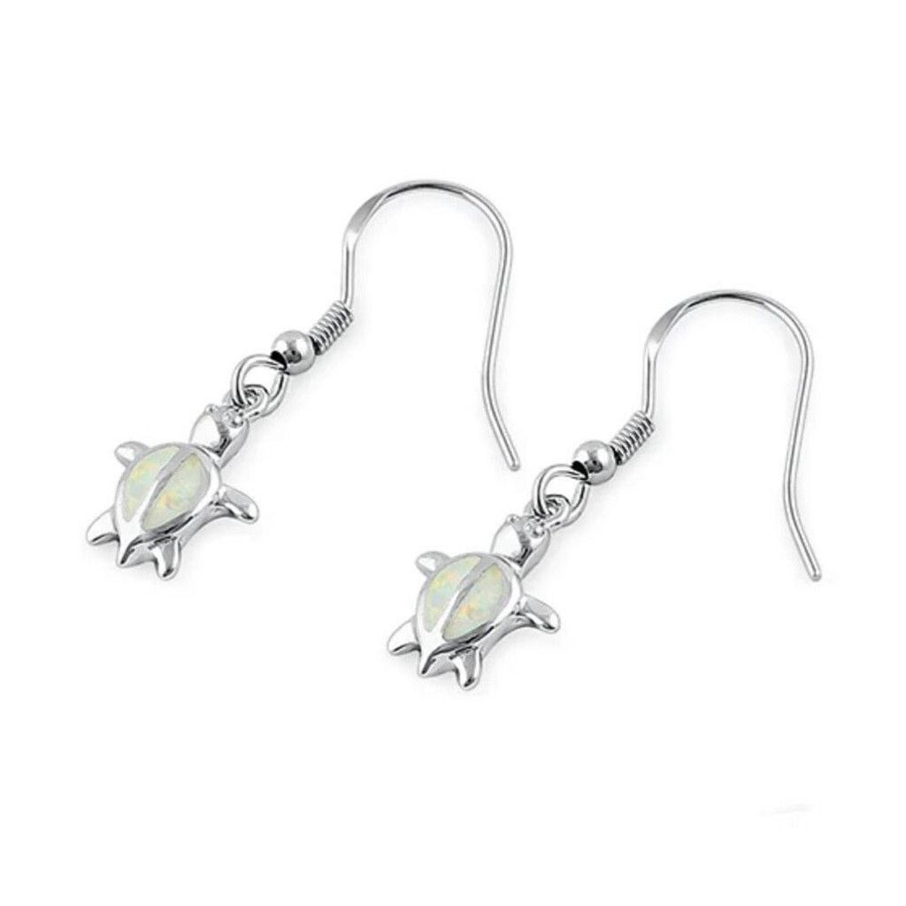 Other Sterling Silver White Lab Opal Sea Turtle Hook Earrings New Size ONE SIZE - 1 Thumbnail