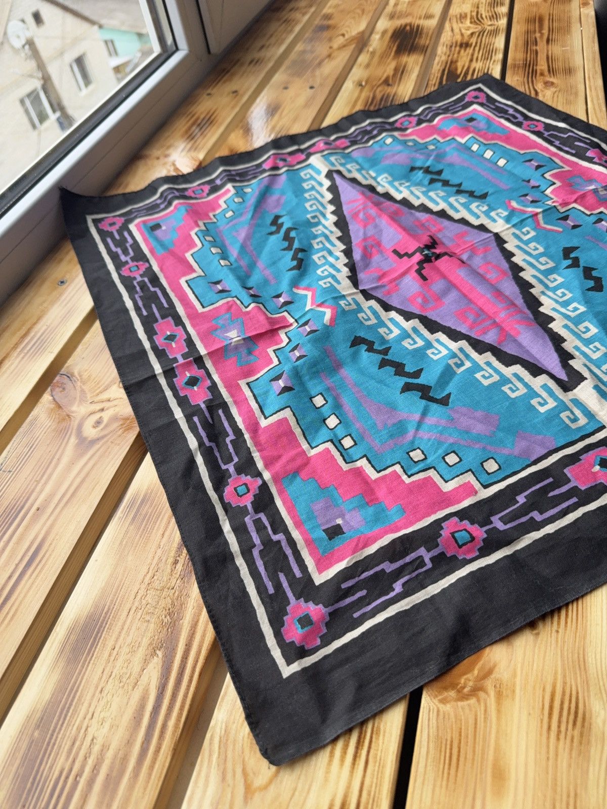 Vintage Vintage 90s Made in USA Bandana Wamcraft Tribal Aztec Scarf Size ONE SIZE - 3 Thumbnail