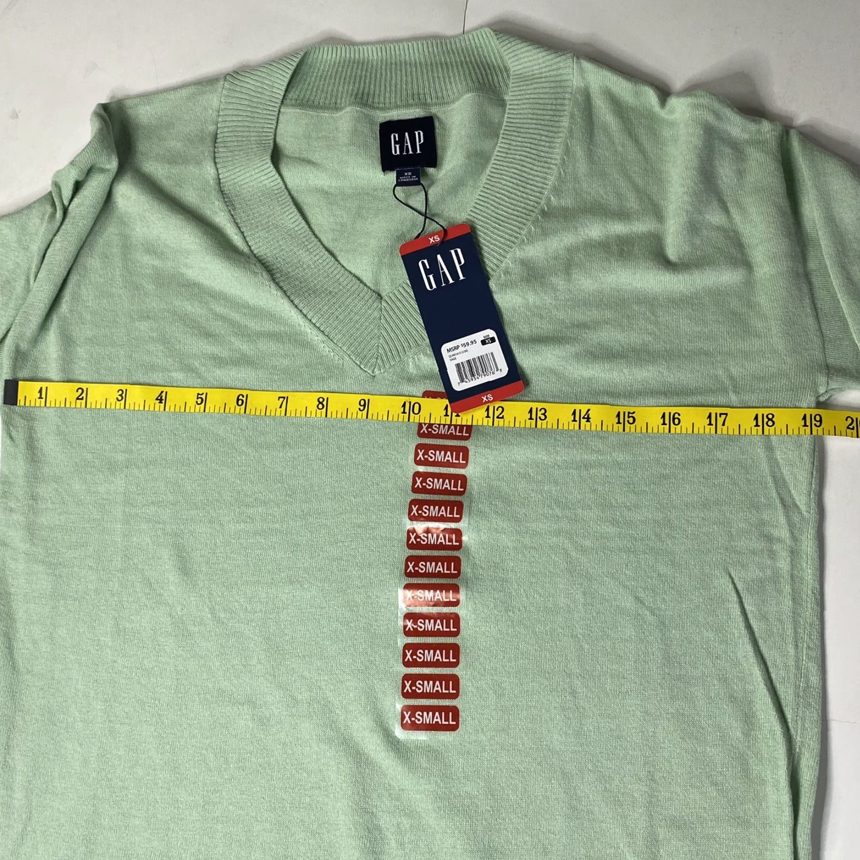 Gap GAP Lightweight V-Neck Sweater Women's XS Sage Green Knit Pullover Long Sleeve Size XS / US 0-2 / IT 36-38 - 4 Thumbnail