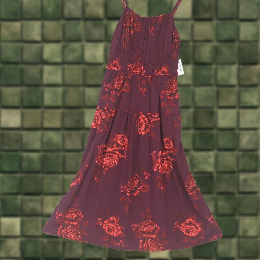 old navy purple floral dress Old Navy Women's sz Small Plum Purple Floral 3/4 Sleeve A-Line Knee-Length  Dress