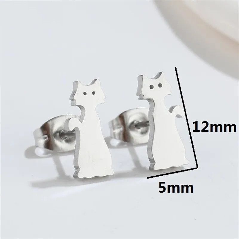 Jewelry Cat Stud Earrings Charm Earring Gift Size ONE SIZE - 2 Thumbnail